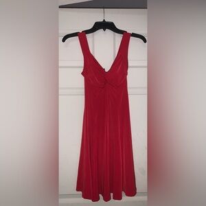 Bright red mini dress